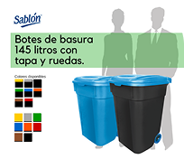 CONTENEDOR CON TAPA Y RUEDAS 145 LT